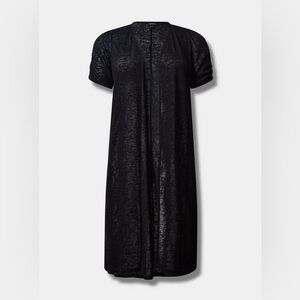 Torrid 2X Slub Ruched Short Sleeve Duster black NWT